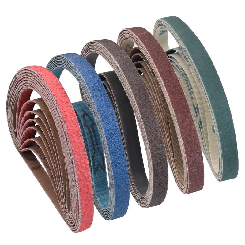Funghwang 40PCS 1/2 x 18 inch Sanding Belt Kit Each of 36 60 80 120 240 Grits Ceramic and Aluminum Oxide Grinding Belts Replacement for The Ken Onion Edition of Work Sharp Knife and Tool Sharpener - Image 1